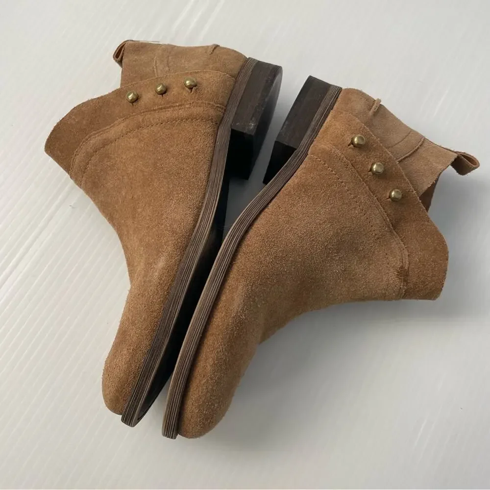Franco Sarto Kelton brown suede studded booties size 7 size zip